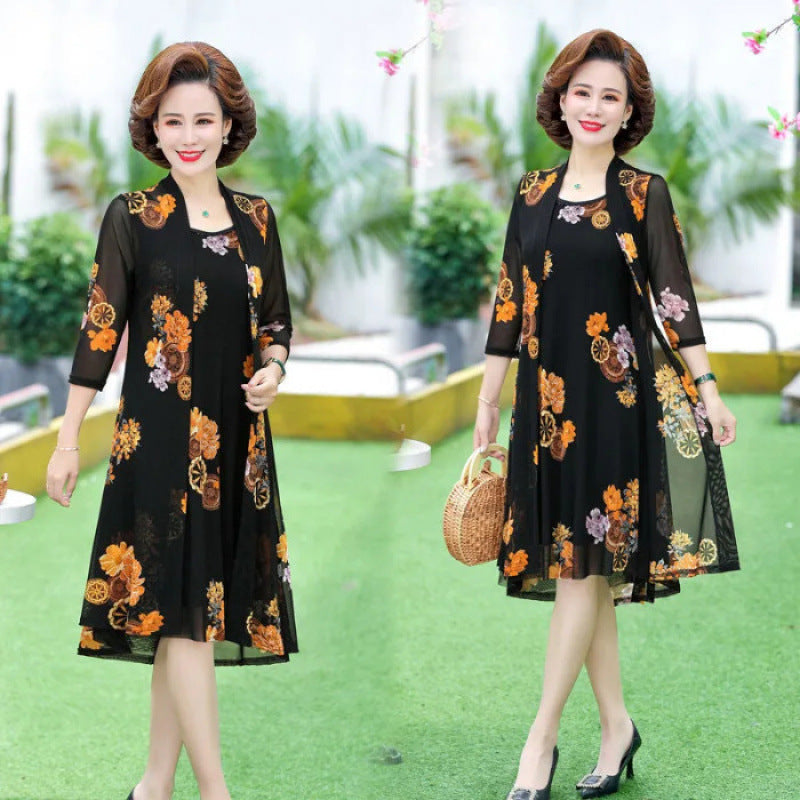 Dress Middle-aged And Elderly Two-piece Suit
